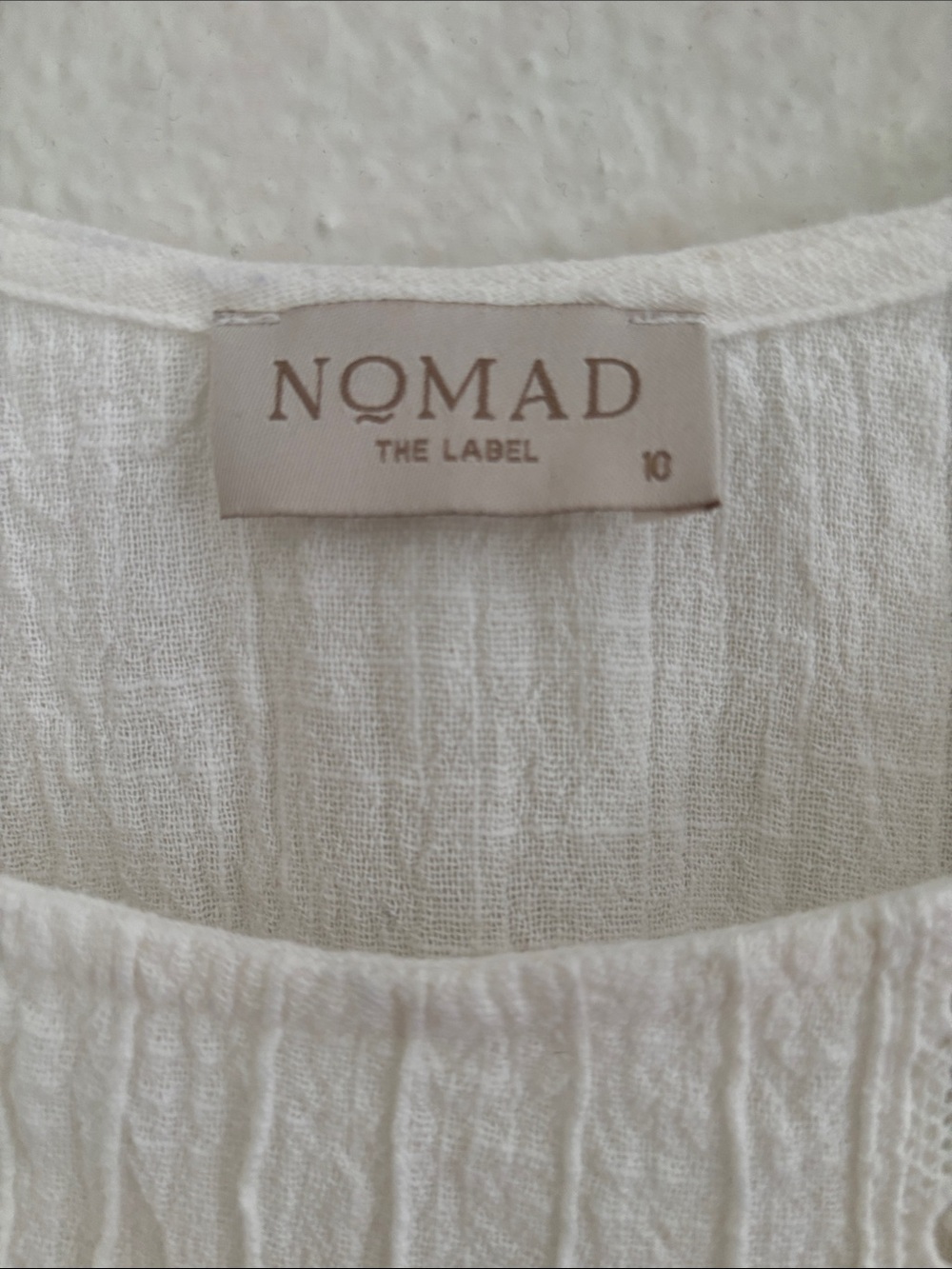 Nomad The Label Daisy Cotton Blouse Ivory Size 10 Lightweight Boho Beach - Picture 6 of 13